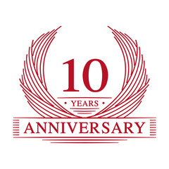 10 years design template. Ten years jubilee logo. Vector and illustration.