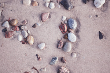Fototapeta na wymiar lot of pebbles on the beach