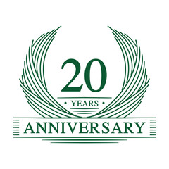 20 years design template. Twenty years jubilee logo. Vector and illustration.