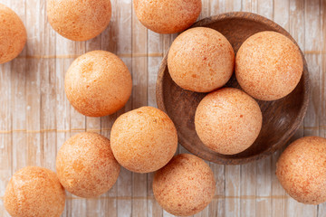 Fritters on the table, typical Colombian food, close-up image