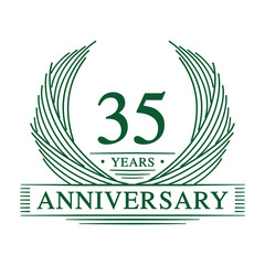 35 years design template. Thirty-five years jubilee logo. Vector and illustration.