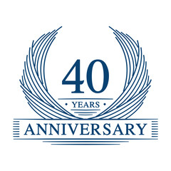 40 years design template. Forty years jubilee logo. Vector and illustration.