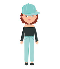 cute woman with sport cap street style character
