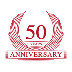 50 years design template. Fifty years jubilee logo. Vector and illustration.