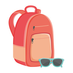 schoolbag with summer sunglasses accessory