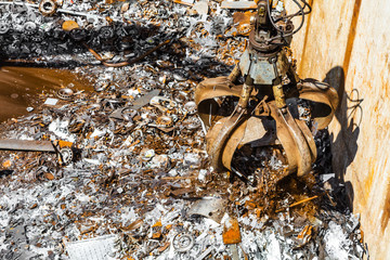 Heap of old metal and equipment for recycling