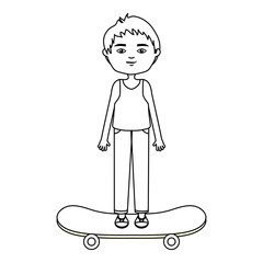 happy young boy in skateboard urban style character