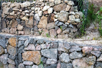 Gabion wall - stones in wire mesh used for erosion control