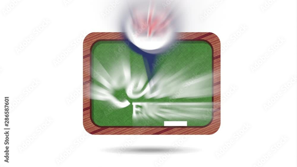 Poster chalkboard with learn english animation