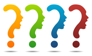 Colorful Question mark symbol silhouette of a girl