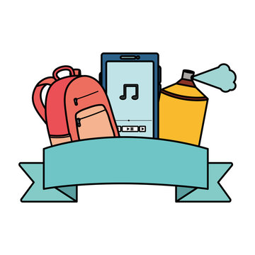 recommend clip art: set of youth accessories with ribbon frame