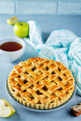 Apple pie with fresh apple slices