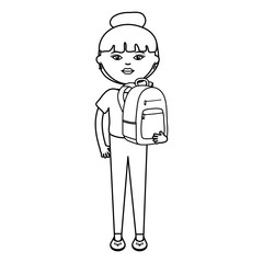 cute woman with schoolbag street style character