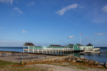 Bath house in Charlottenlund beach, north of Copenhagen