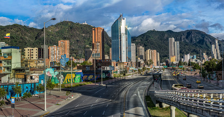 Tropical city between mountains Bogotá Colombia, paradise with mountain