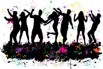 Dancing people silhouettes. Abstract background.