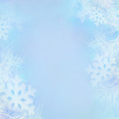Fototapeta na wymiar Christmas background concept design of white snowflake and snow with copy space