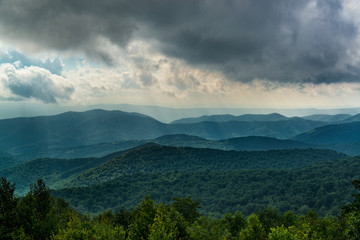 Obraz na płótnie Canvas View toward the West and the Appalacian Highlands from Skyline Drive in Shenandoan National Park, Virginia