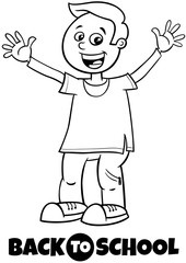 happy boy back to school cartoon color book