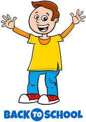 happy boy back to school cartoon illustration