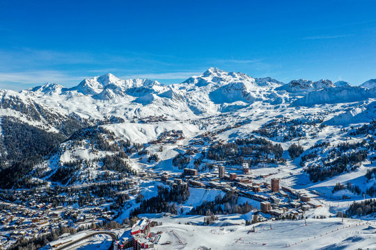 La Plagne from above in the french Alps