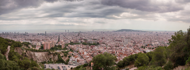 Fototapeta na wymiar Panoramic city landscape of Barcelona. Catalonia, Spain