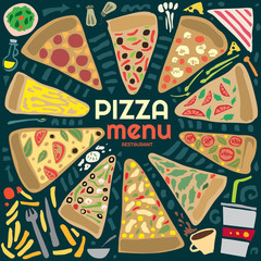 Abstract Pizza Menu, Restaurant Poster (Vector Art)