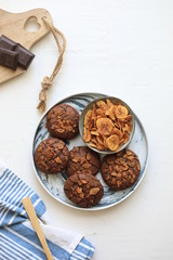 Galletas de chocolate, cacao y platano