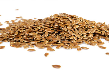 Linseed, flaxseed, linum isolated on white. Vegan and healthy eating concept.