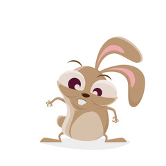 funny cartoon illustration of a curious rabbit