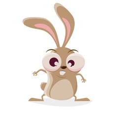 funny cartoon illustration of a crazy rabbit