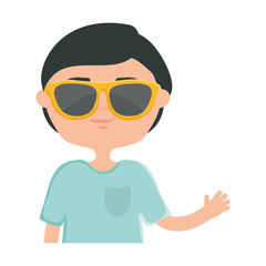 happy young boy with sunglasses urban style character