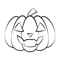 Halloween pumpkin character. Pumpkin with emotions. Contour illustration for the holiday. Pattern for coloring. Pumpkin on a white background.