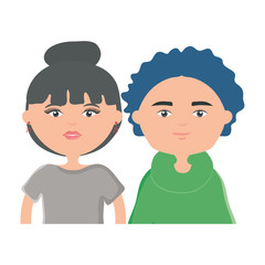 young couple urban style characters