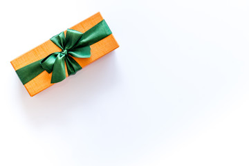 box with present for holiday on white background top view mockup