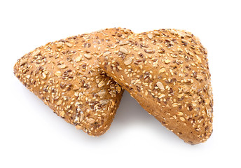 Tasty buns on white background