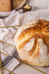 Tasty bread on light table