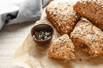 Fresh buns with spices on table