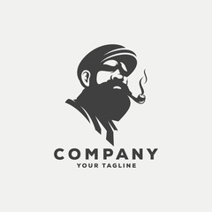 awesome bearded man logo design