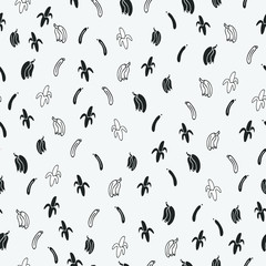 Vector black and white bananas seamless pattern background