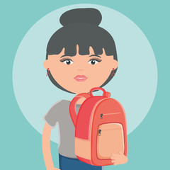 cute woman with schoolbag street style character