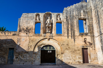The courtyard of the castle, or ducal palace, of the Castromediano Lymburgh, in Cavallino, Lecce,...