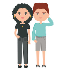 young couple urban style characters