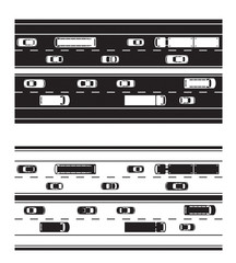 Highway with different types of road vehicles - vector illustration
