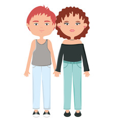 young couple urban style characters