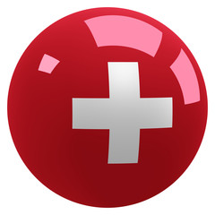 Flag of Switzerland, glossy sphere