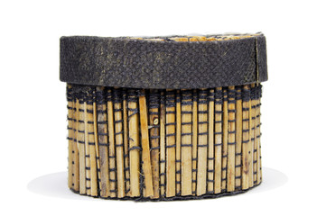handmade craft bamboo basket on isolated white background