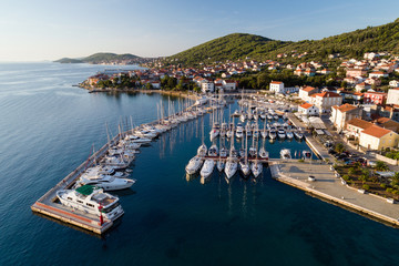 Aerial view of marina in a town Preko, Ugljan Island, Croatia