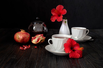 Hibiscus tea in a white cup