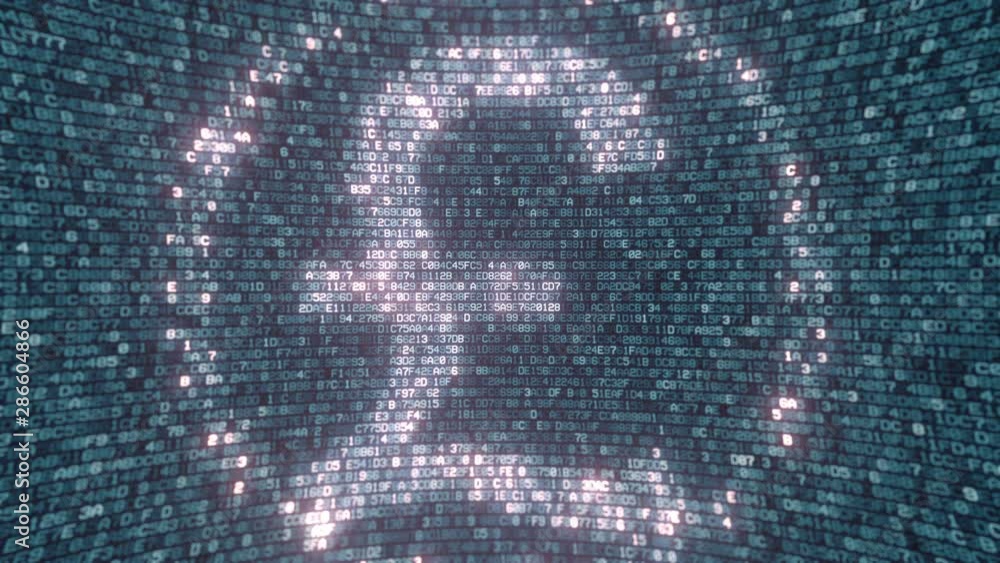 Poster glowing british pound sterling sign made with computer symbols. fintech related loopable 3d animatio